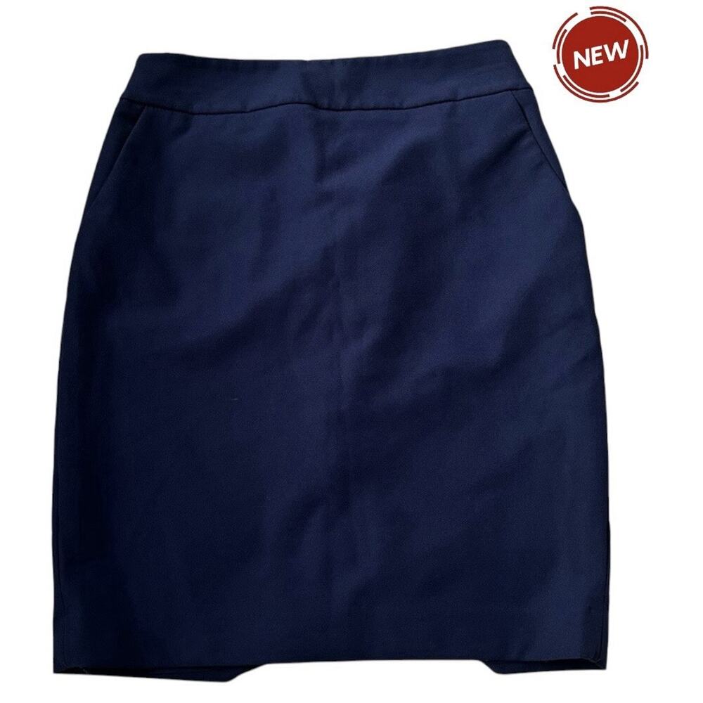 Express Navy Blue Solid Pencil Skirt Women Size 4 w/ Pockets Lined NWOT | 65-48